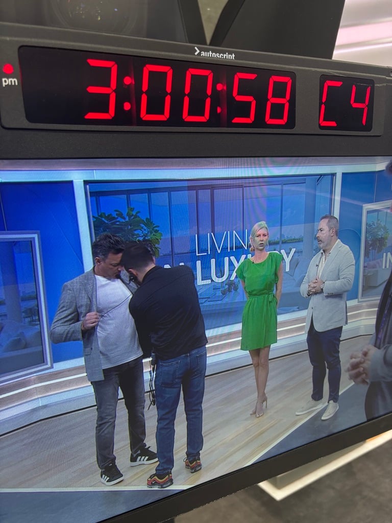 An on-location media shoot, earned coverage being produced.
